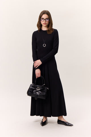 Structured Long-Sleeve Dress Black