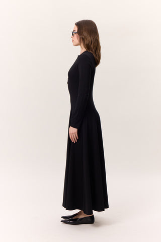 Structured Long-Sleeve Dress Black