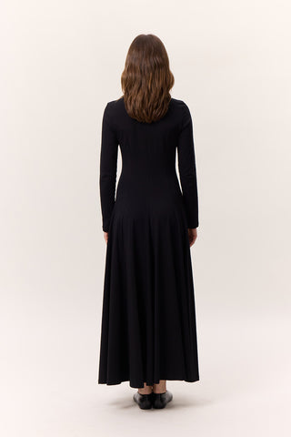 Structured Long-Sleeve Dress Black