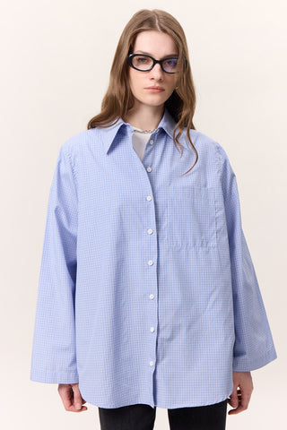Wide-Sleeve Patterned Shirt Plaid