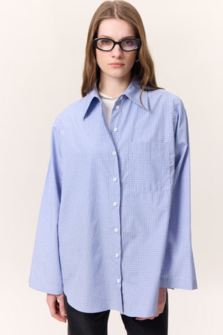 Wide-Sleeve Patterned Shirt Plaid