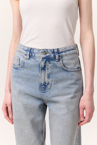 High-Waist Straight-Fit Jeans Light Blue