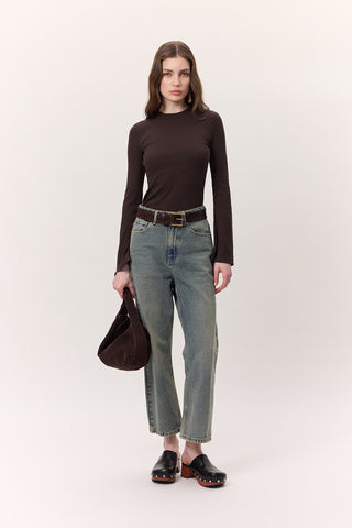 Flared Sleeve Bodysuit Dark Brown
