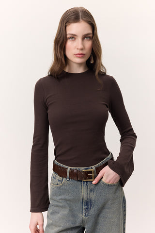 Flared Sleeve Bodysuit Dark Brown
