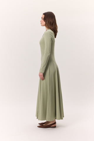 Structured Long-Sleeve Dress Green