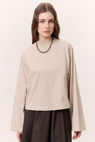 Cropped Long-Sleeve T-Shirt Stone