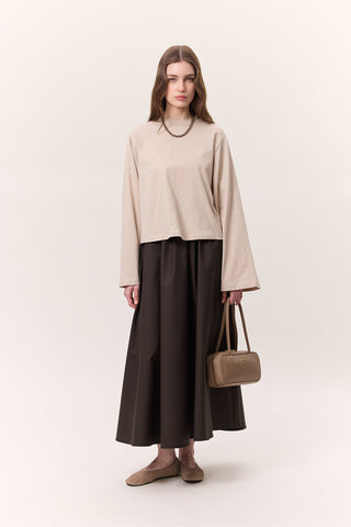 Cropped Long-Sleeve T-Shirt Stone