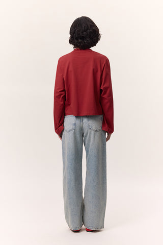 Cropped Long-Sleeve T-Shirt Red
