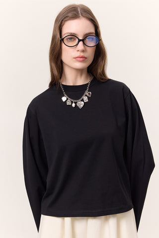 Cropped Long-Sleeve T-Shirt Black