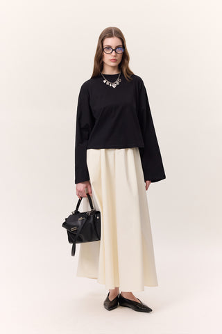 Cropped Long-Sleeve T-Shirt Black