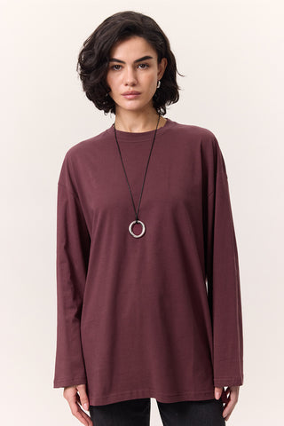 Oversize Long Sleeve T-Shirt Burgundy