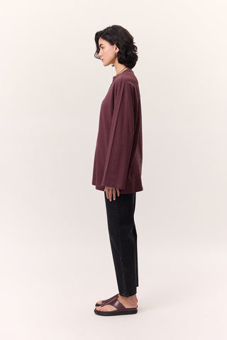 Oversize Long Sleeve T-Shirt Burgundy