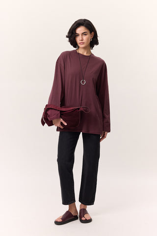 Oversize Long Sleeve T-Shirt Burgundy