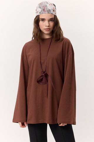 Oversize Long Sleeve T-Shirt Bark Brown