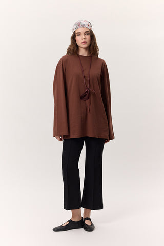 Oversize Long Sleeve T-Shirt Bark Brown