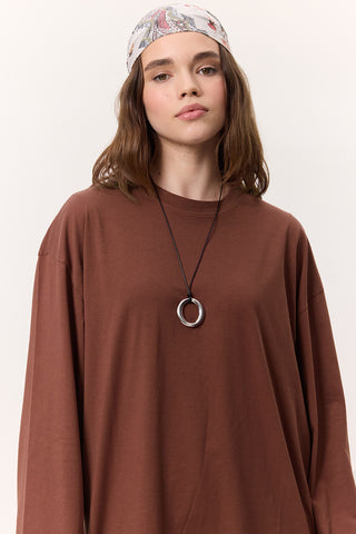 Oversize Long Sleeve T-Shirt Bark Brown