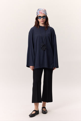 Oversize Long Sleeve T-Shirt Navy Blue