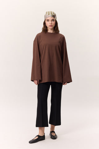 Oversize Long Sleeve T-Shirt Brown