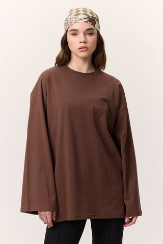 Oversize Long Sleeve T-Shirt Brown