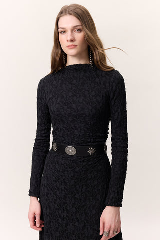 Patterned Buckle Corset Belt Black