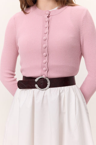 Hammered Buckle Faux Leather Belt Burgundy