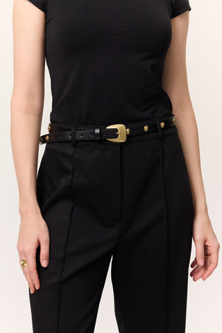 Studded Antique Buckle Belt Black