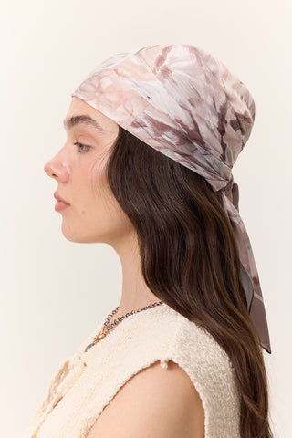 Patterned Satin Scarf Sofia Beige