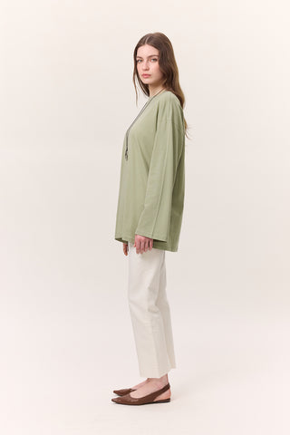 Oversize Long Sleeve T-Shirt Pistachio Green