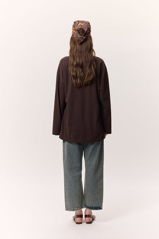 Oversize Long Sleeve T-Shirt Dark Brown