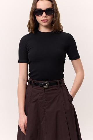 Short-Sleeve Ribbed Bodysuit Black
