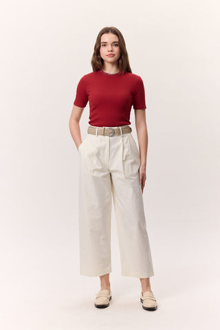 Short-Sleeve Ribbed Bodysuit Red