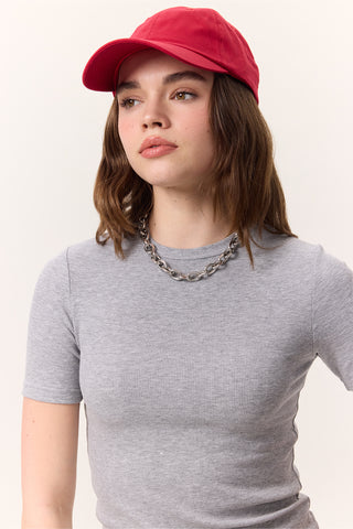 Short-Sleeve Ribbed Bodysuit Grey Melange