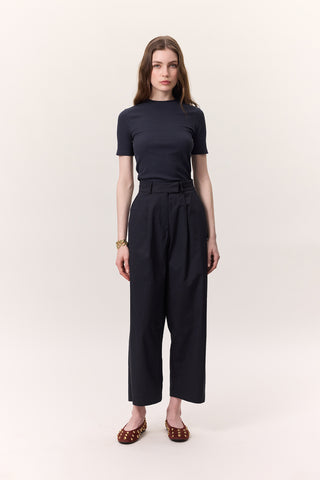 Short-Sleeve Ribbed Bodysuit Navy Blue