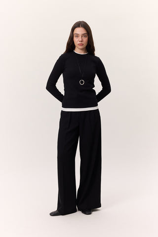 Long-Sleeve Paneled Bodysuit Black