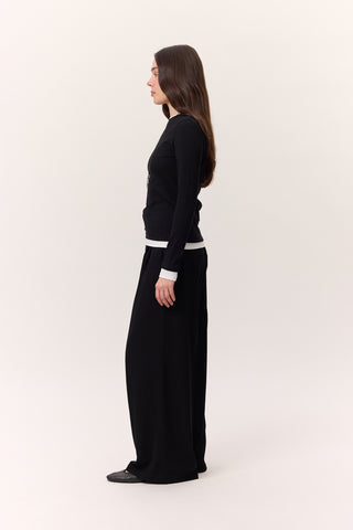 Long-Sleeve Paneled Bodysuit Black