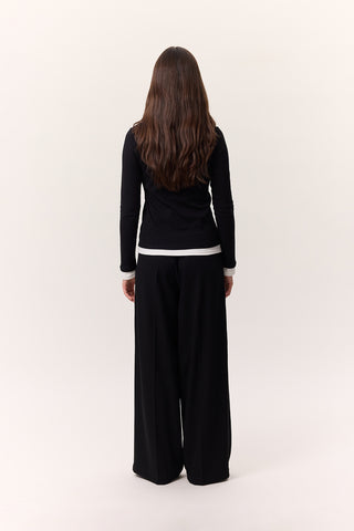 Long-Sleeve Paneled Bodysuit Black