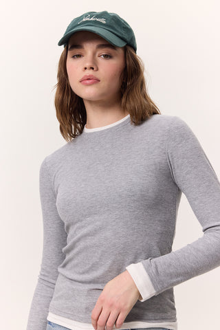 Long-Sleeve Paneled Bodysuit Grey Melange