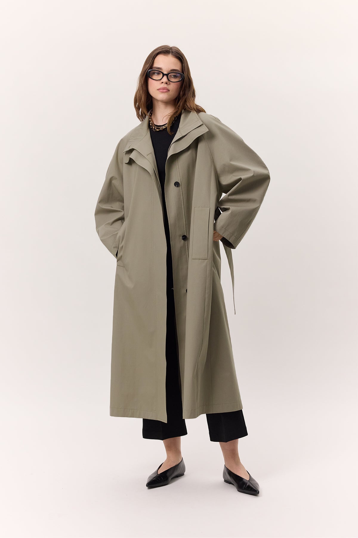 High Neck Oversized Trench Coat Green – Manuka Global