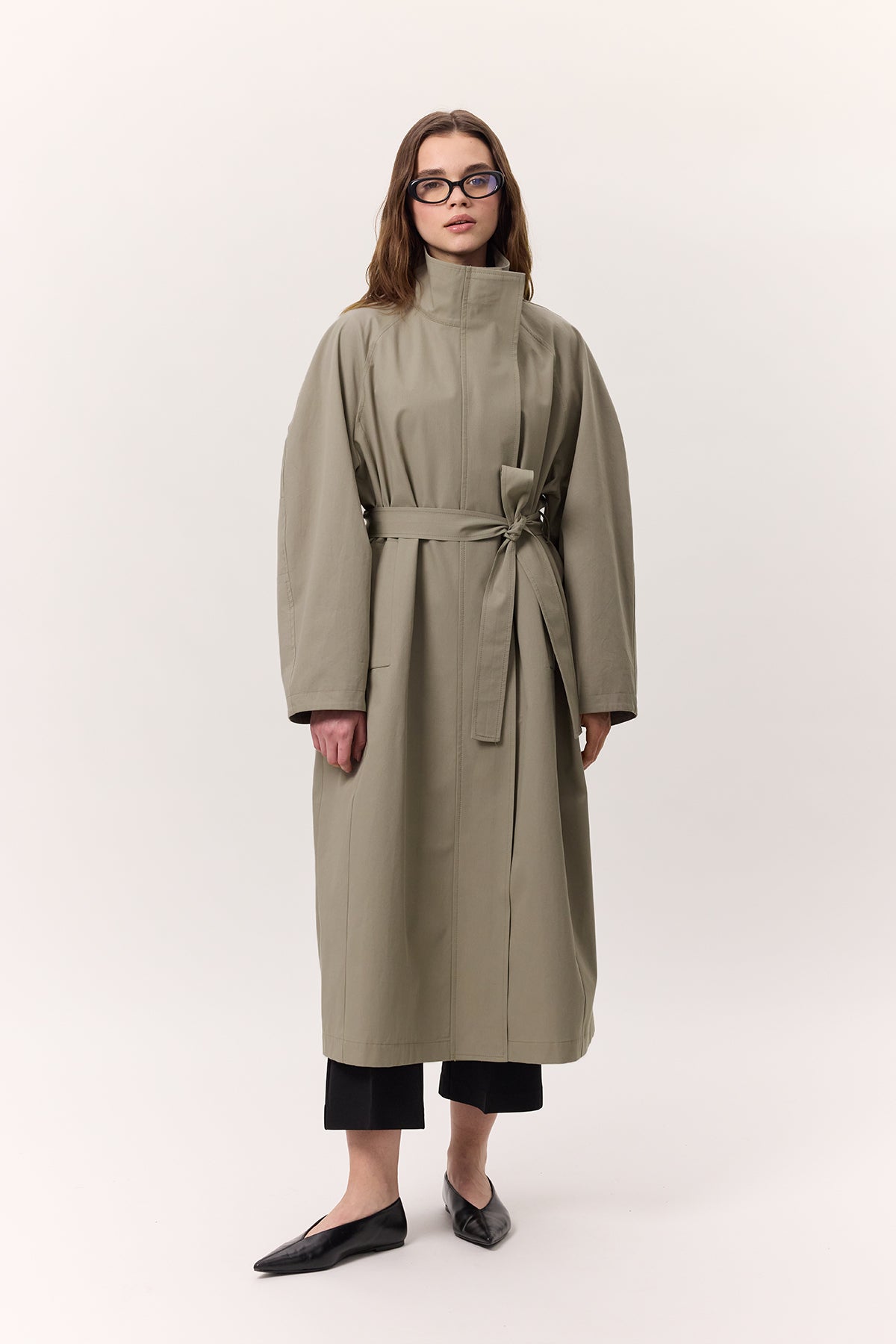 High Neck Oversized Trench Coat Green – Manuka Global