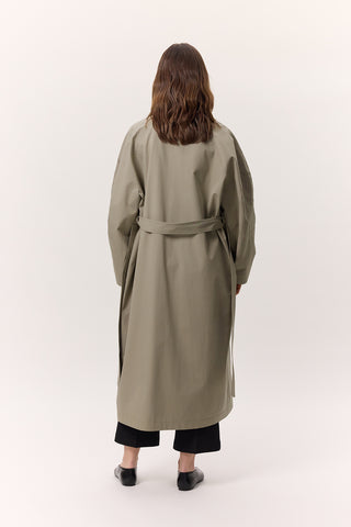 High Neck Oversized Trench Coat Green