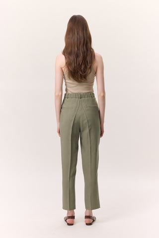 Pileli Tencel Pantolon Fıstık Yeşili