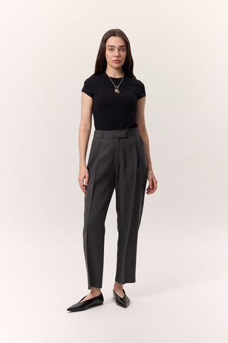 Pileli Tencel Pantolon Antrasit