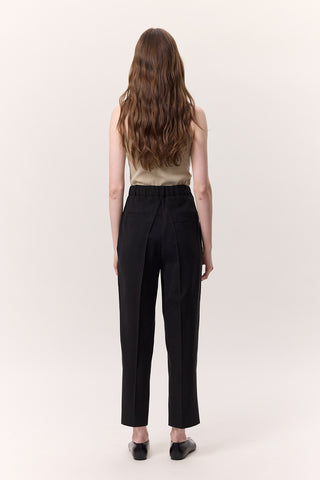 Pileli Tencel Pantolon Siyah