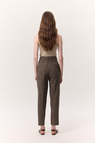 Pleated Tencel Trousers Brown