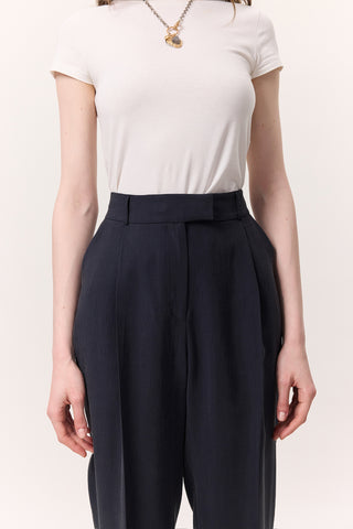 Pileli Tencel Pantolon Indigo