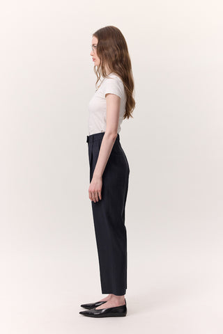Pileli Tencel Pantolon Indigo