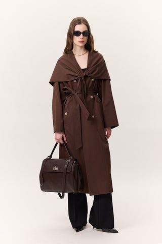 Scarf Detail Statement Trench Coat Brown
