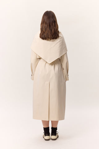 Scarf Detail Statement Trench Coat Cream