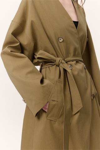 Scarf Detail Statement Trench Coat Green