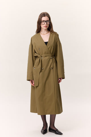 Scarf Detail Statement Trench Coat Green
